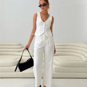 Elegant White Women's Pants & Jumpsuit Set